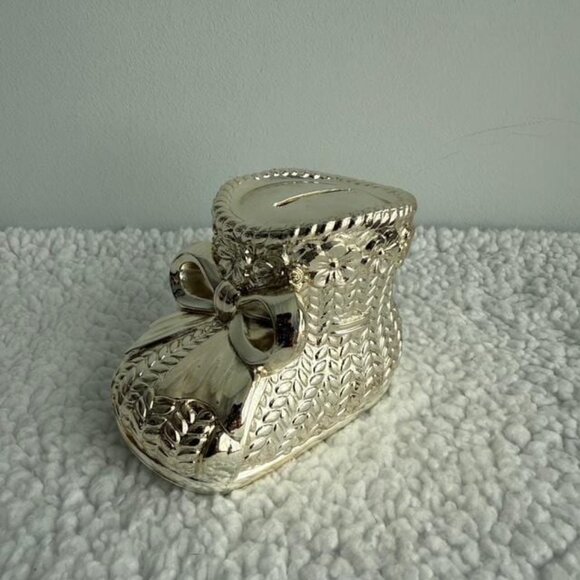 Vintage Silver Plate Baby Shoe Bank | Tarnish-Resistant Keepsake | - Picture 1 of 10